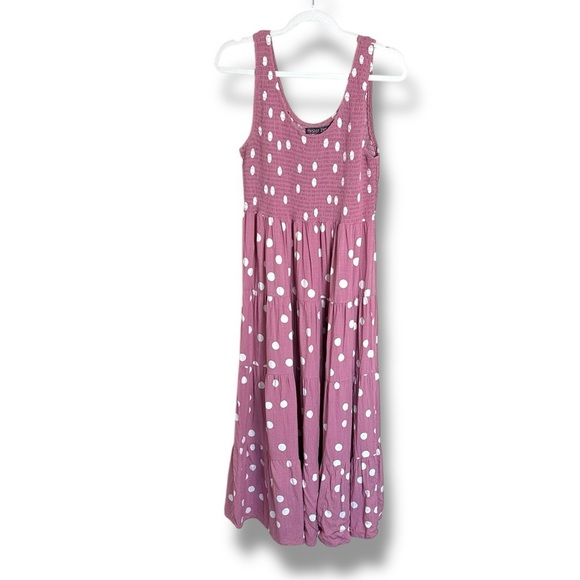 Mister Zimi Pink and White Polka Dot Midi Dress Size 14 - Picture 1 of 7